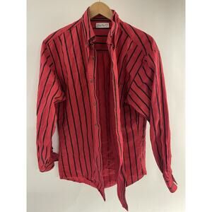 1990s Bugle Boy Red & blue men's shirt, size Large vintage 90s casual long